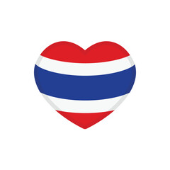Thailand Flag in heart shape. Love Thailand concept. Thai flag icon symbol of loves.