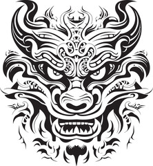 Dragon Head Icon Vector Logo Design Front View Dragon Emblem Mythical Graphic