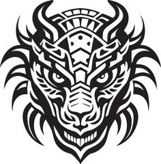 Vector Dragon Logo Front View Symbol Dragon Head Illustration Legendary Artwork
