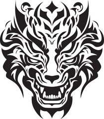 Mythical Beast Icon Front View Design Dragon Head Emblem Vector Badge