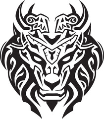 Fantasy Creature Icon Dragon Head Logo Detailed Dragon Head Symbol Front View Graphic