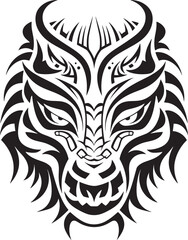 Front View Dragon Head Badge Mythical Creature Design Dragon Head Art Fantasy Emblem