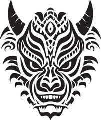 Dragon Head Illustration Iconic Design Mythical Creature Badge Front View Graphic