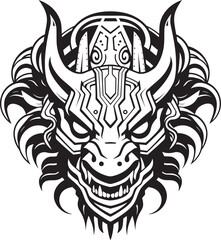 Dragon Head Art Vector Logo Fantasy Creature Icon Front View Symbol