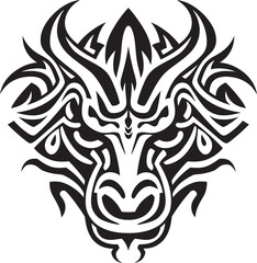 Dragon Head Art Vector Graphic Mythical Beast Icon Front View Emblem