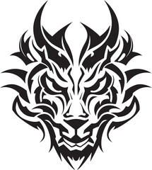 Fototapeta premium Vector Dragon Head Symbol Frontal Design Dragon Head Illustration Fantasy Art