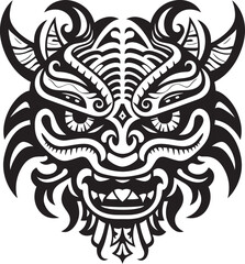 Dragon Head Art Mythical Emblem Vector Dragon Head Symbol Frontal Design