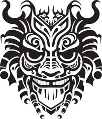 Fototapeta premium Front View Dragon Emblem Mythical Graphic Detailed Dragon Head Logo Fantasy Symbol