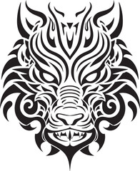 Fantasy Creature Logo Iconic Design Frontal Dragon Head Icon Mythical Symbol