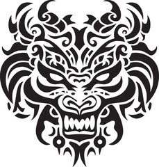 Dragon Head Illustration Fantasy Graphic Mythical Creature Badge Frontal Design