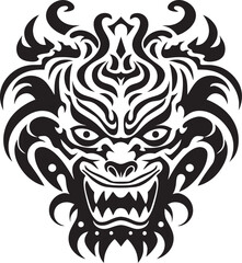 Front View Dragon Badge Mythical Graphic Dragon Head Illustration Iconic Design