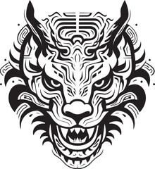 Vector Dragon Head Symbol Front View Art Mythical Creature Logo Dragon Head Graphic