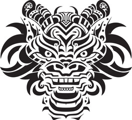 Fantasy Dragon Emblem Vector Symbol Front View Dragon Badge Mythical Graphic