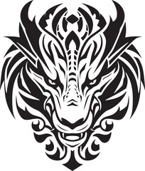 Dragon Head Art Iconic Emblem Vector Dragon Head Fantasy Illustration