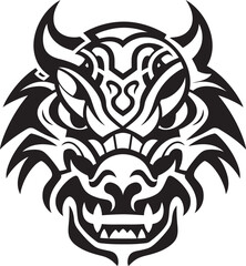 Mythical Dragon Icon Frontal Emblem Dragon Head Art Vector Graphic