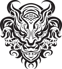 Mythical Dragon Icon Vector Graphic Frontal Dragon Head Icon Fantasy Emblem