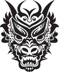 Frontal Dragon Head Icon Fantasy Emblem Dragon Head Badge Front View Symbol