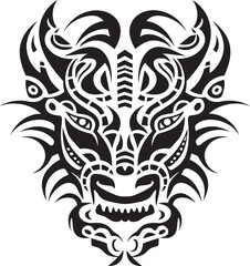 Dragon Head Symbol Vector Emblem Frontal Dragon Head Badge Mythical Creature Design