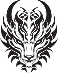 Fantasy Dragon Emblem Vector Illustration Vector Dragon Head Front View Design