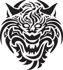 Dragon Head Illustration Front View Design Detailed Dragon Head Badge Mythical Emblem