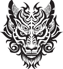 Fototapeta premium Dragon Head Art Iconic Design Front View Dragon Symbol Vector Emblem
