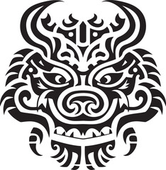 Front View Dragon Symbol Vector Emblem Dragon Head Badge Fantasy Illustration