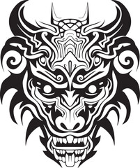 Fantasy Dragon Logo Detailed Design Vector Dragon Head Frontal Symbol