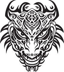 Front View Dragon Symbol Fantasy Badge Dragon Head Badge Vector Symbol
