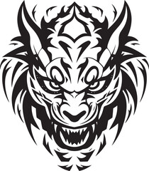 Dragon Head Logo Vector Illustration Frontal Dragon Emblem Mythical Graphic