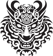 Dragon Head Logo Iconic Emblem Design Front View Dragon Symbol Mythical Graphic