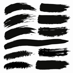 The vector illustrations consist of a collection of black brush strokes created in a grunge style