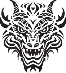 Detailed Dragon Head Symbol Front View Graphic Dragon Head Illustration Mythical Artwork