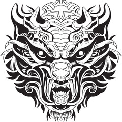 Obraz premium Dragon Head Icon Vector Fantasy Emblem Frontal Dragon Head Badge Legendary Symbol