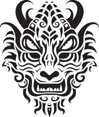 Dragon Head Art Mythical Design Fantasy Dragon Emblem Iconic Head