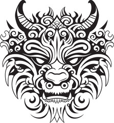 Vector Dragon Head Symbol Front View Art Mythical Creature Logo Dragon Head Graphic