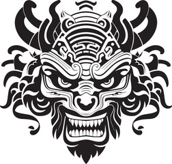 Fantasy Dragon Emblem Iconic Head Vector Dragon Head Symbol Front View Art