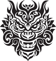 Legendary Beast Icon Front View Logo Dragon Head Symbol Vector Emblem