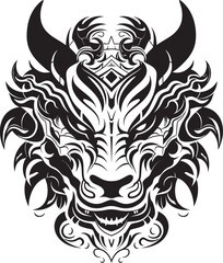 Frontal Dragon Head Badge Mythical Design Dragon Head Art Fantasy Logo