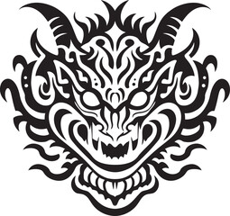 Front View Dragon Symbol Mythical Graphic Dragon Head Badge Fantasy Design