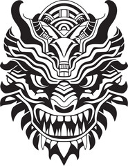 Front View Dragon Head Badge Mythical Creature Design Dragon Head Art Fantasy Emblem