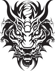 Dragon Head Emblem Vector Badge Front View Dragon Head Badge Mythical Creature Design