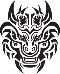 Front View Dragon Head Badge Iconic Artwork Dragon Head Art Mythical Symbol