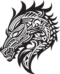 Fantasy Dragon Logo Front View Art Dragon Head Art Mythical Graphic