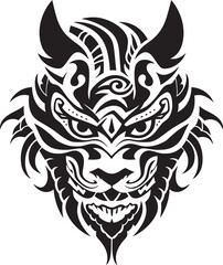 Dragon Head Art Mythical Graphic Detailed Dragon Head Badge Fantasy Symbol