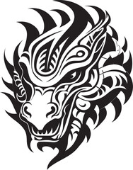 Frontal Dragon Head Icon Vector Emblem Dragon Head Illustration Front View Design