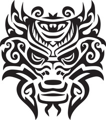 Dragon Head Illustration Iconic Design Detailed Dragon Head Badge Front View Emblem