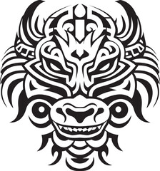 Front View Dragon Head Badge Fantasy Symbol Dragon Head Illustration Iconic Design