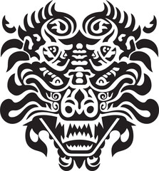 Front View Dragon Head Badge Fantasy Design Dragon Head Illustration Detailed Emblem