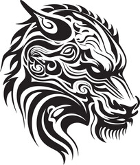 Dragon Head Illustration Mythical Design Detailed Dragon Head Badge Iconic Symbol