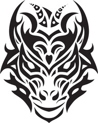 Dragon Head Icon Vector Emblem Frontal Dragon Head Badge Legendary Symbol